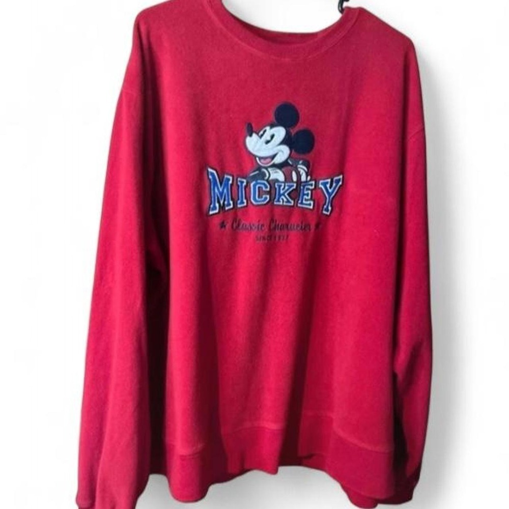 Disney Store Vintage Mickey Mouse Classic Character Red Fleece Sweatshirt XL